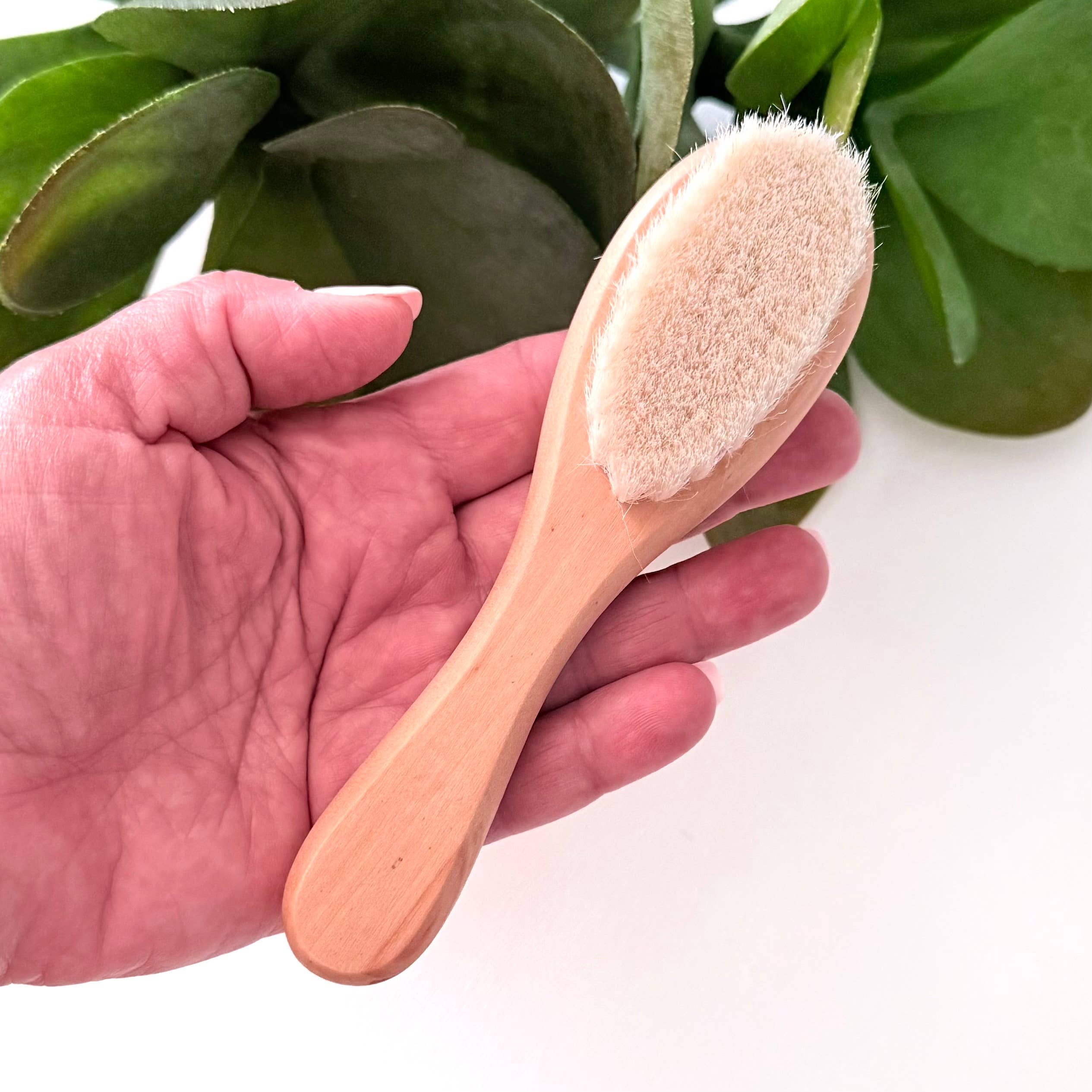Wooden Baby Hair Brush with Natural Goat Bristles