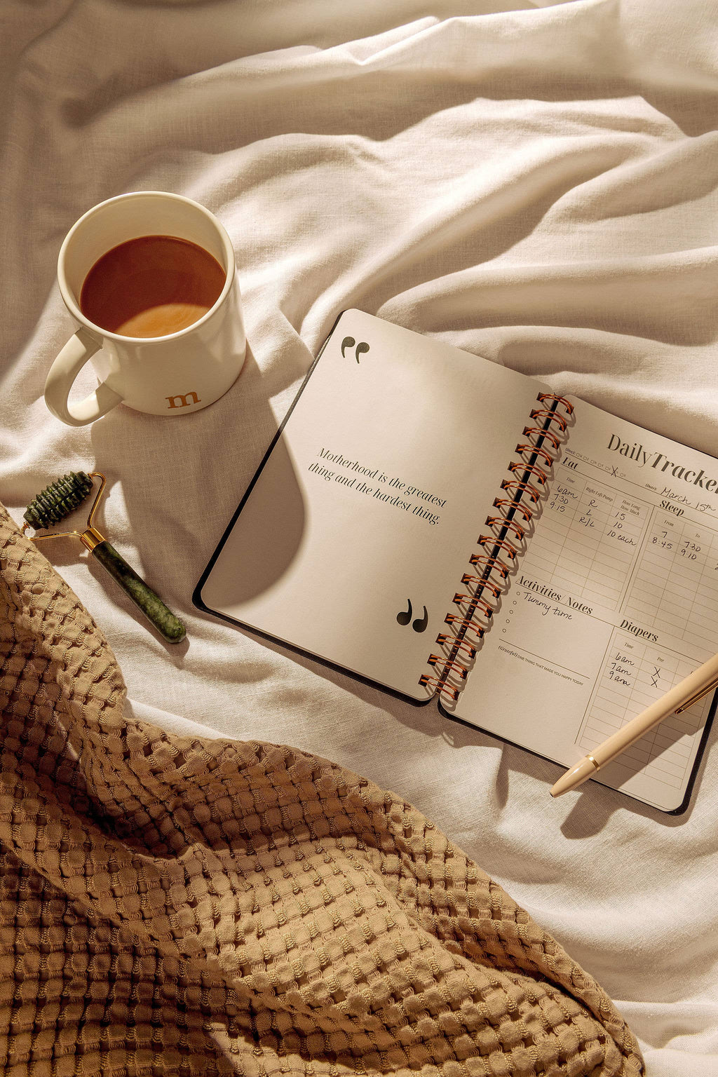 Postpartum Journal: Prompts for Mama, Daily Tracker for Baby